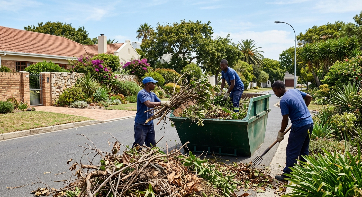 Garden Refuse Removal - workers clearing garden refuse and green waste in Cape Town | Skip Hire Cape Town
