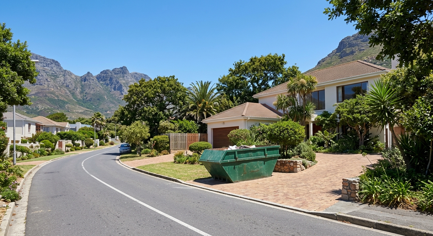 Skip Bin Hire Hout Bay - skip bin on driveway of Hout Bay residential home | Skip Hire Cape Town