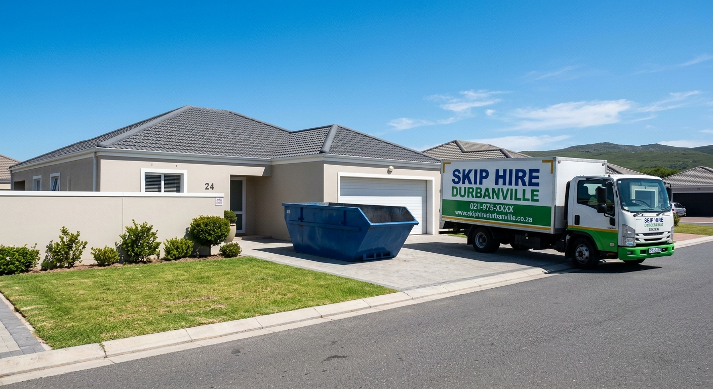 Skip Hire Durbanville - mini skip placed in residential garden ready for loading | Skip Hire Cape Town